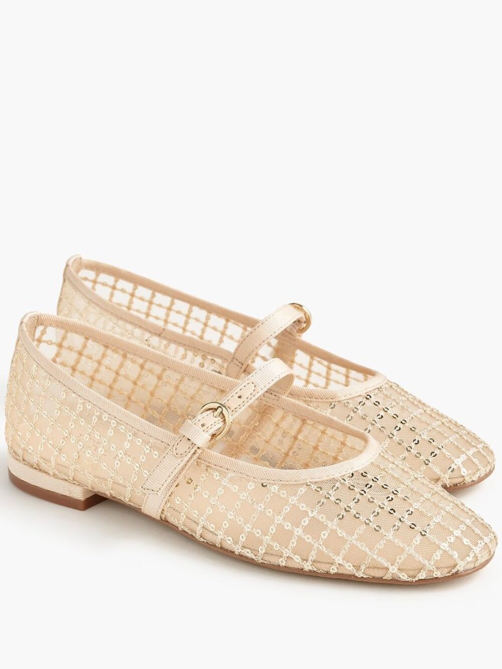 J.Crew Sequin Plaid Mary Jane Flats in Gold Sequin, Size 7 - Picture 1 of 9